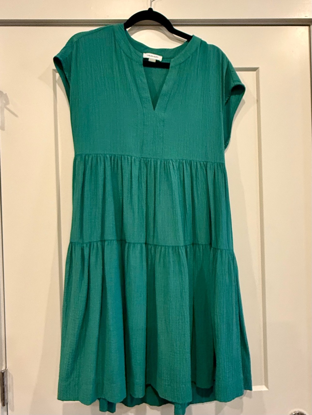 Calvin Klein Teal Green V-Neck Short Sleeve Dress